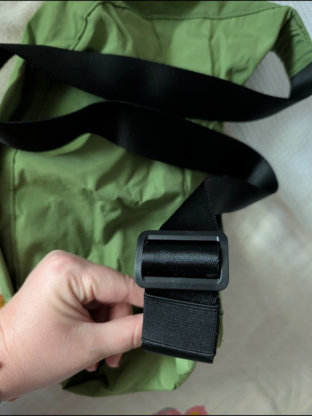 Olive Green Nylon Hobo Crescent Crossbody Bag